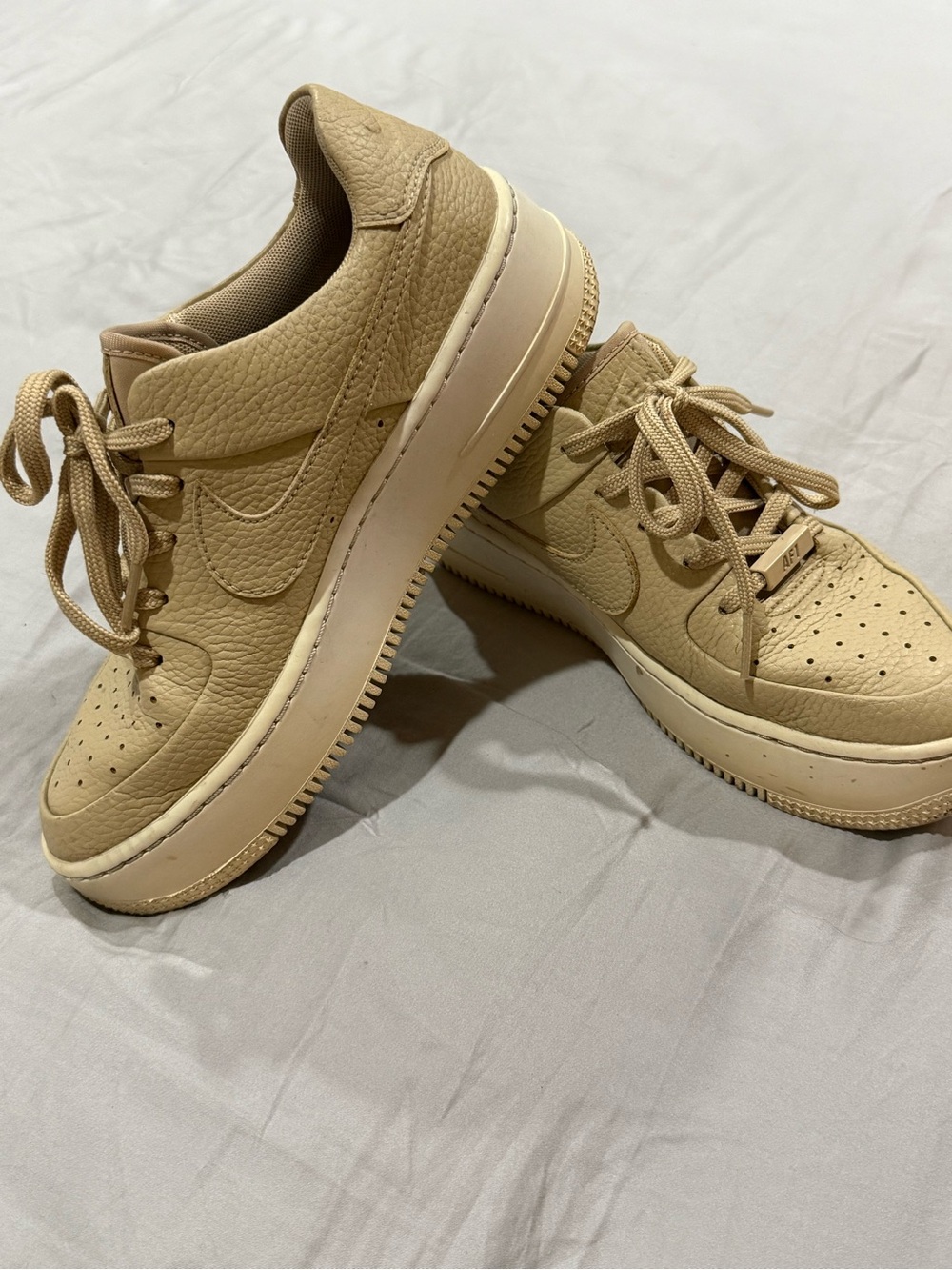 Nike Air Force Platform Leather Sneakers - Tan 7